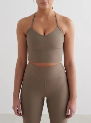 Nougat Ribbed Performance Bralette operators Seam Free Edges