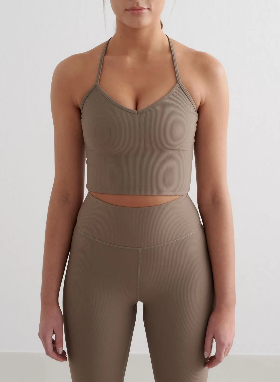 Nougat Ribbed Performance Bralette operators Seam Free Edges