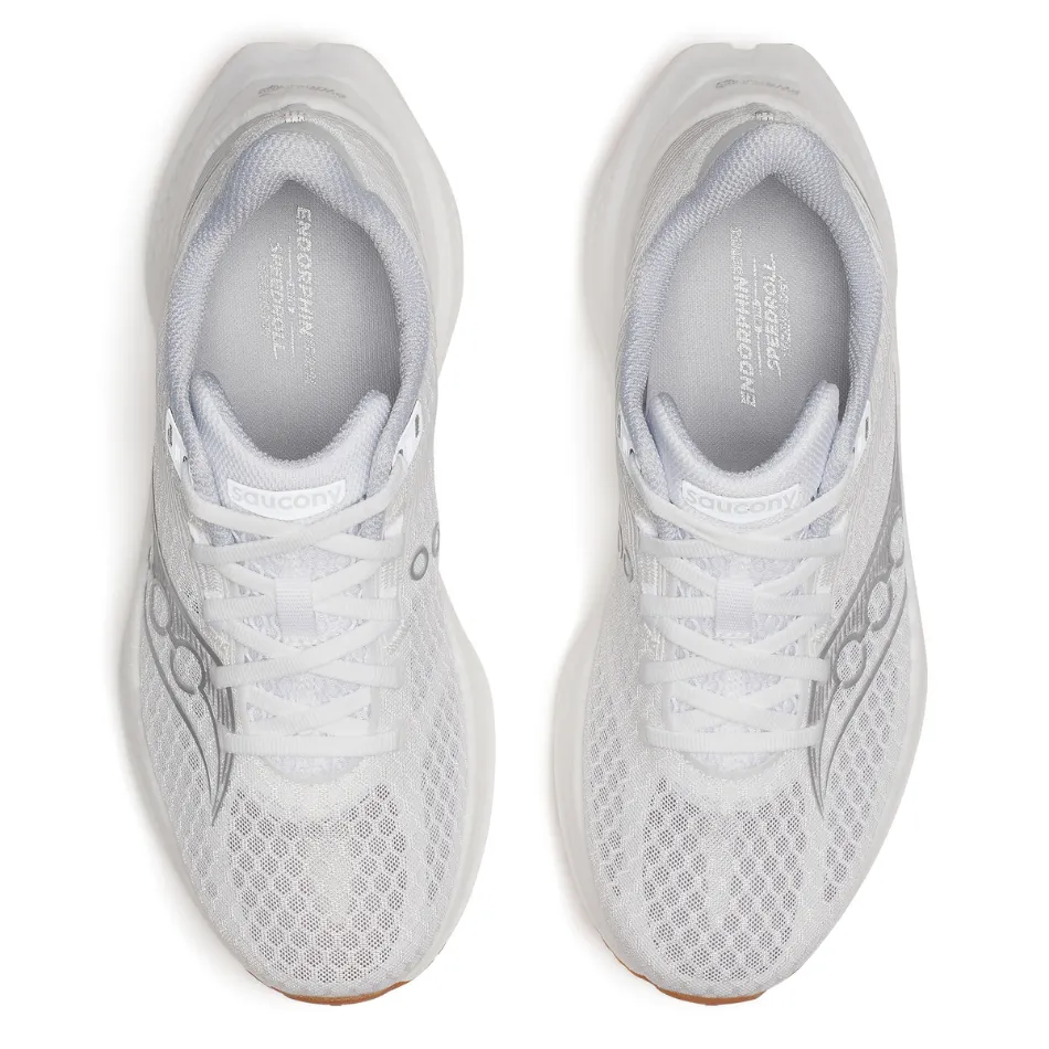 appliqued running option Saucony Women's Endorphin Speed 5 Running Shoes in White/Gum - Online Exclusive