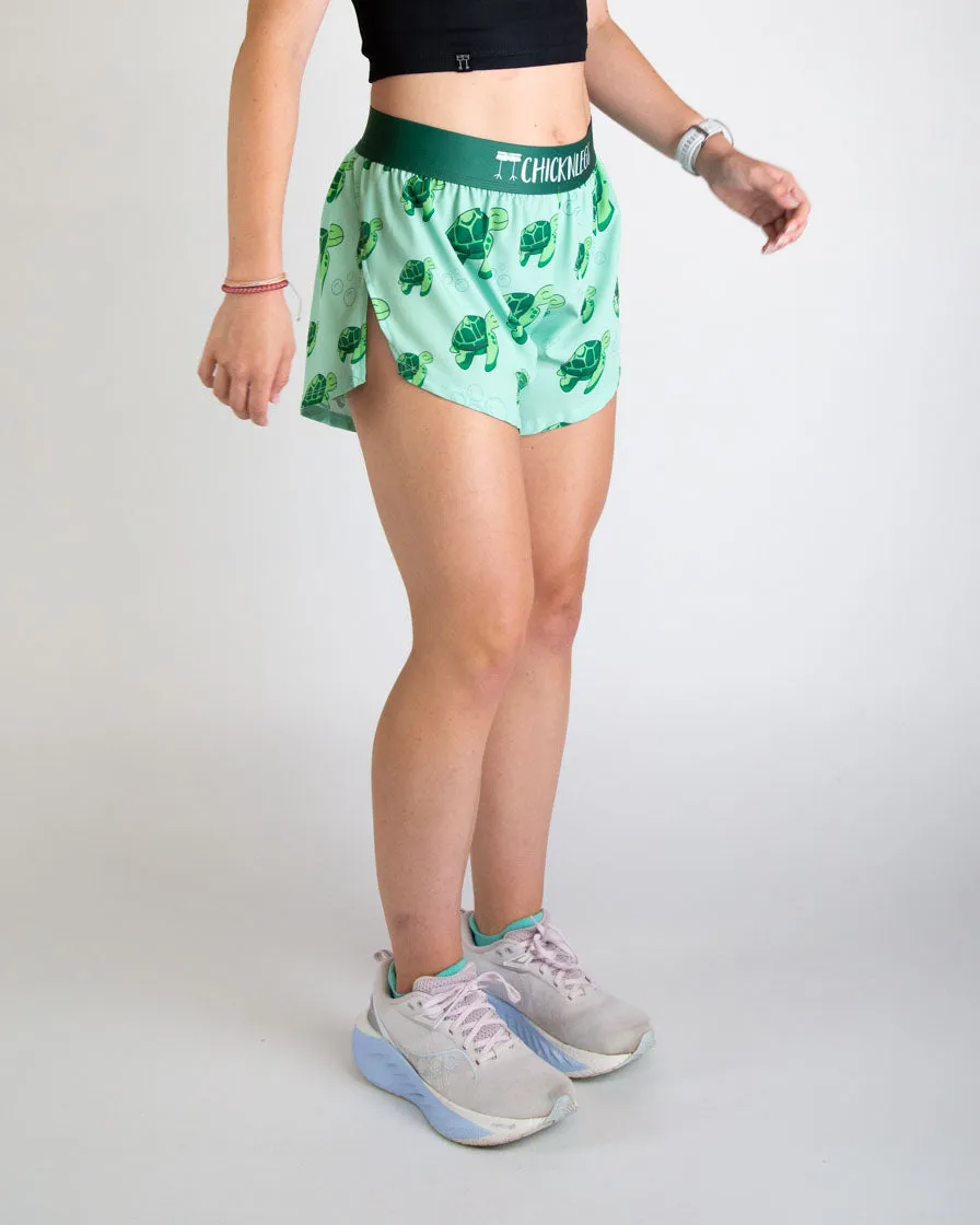 Durable Hemming Women's Sea Turtles 4" Split Shorts