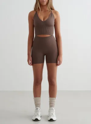 low end market users Macchiato Shape Seamless Hotpants & Cross Back Bralette Set