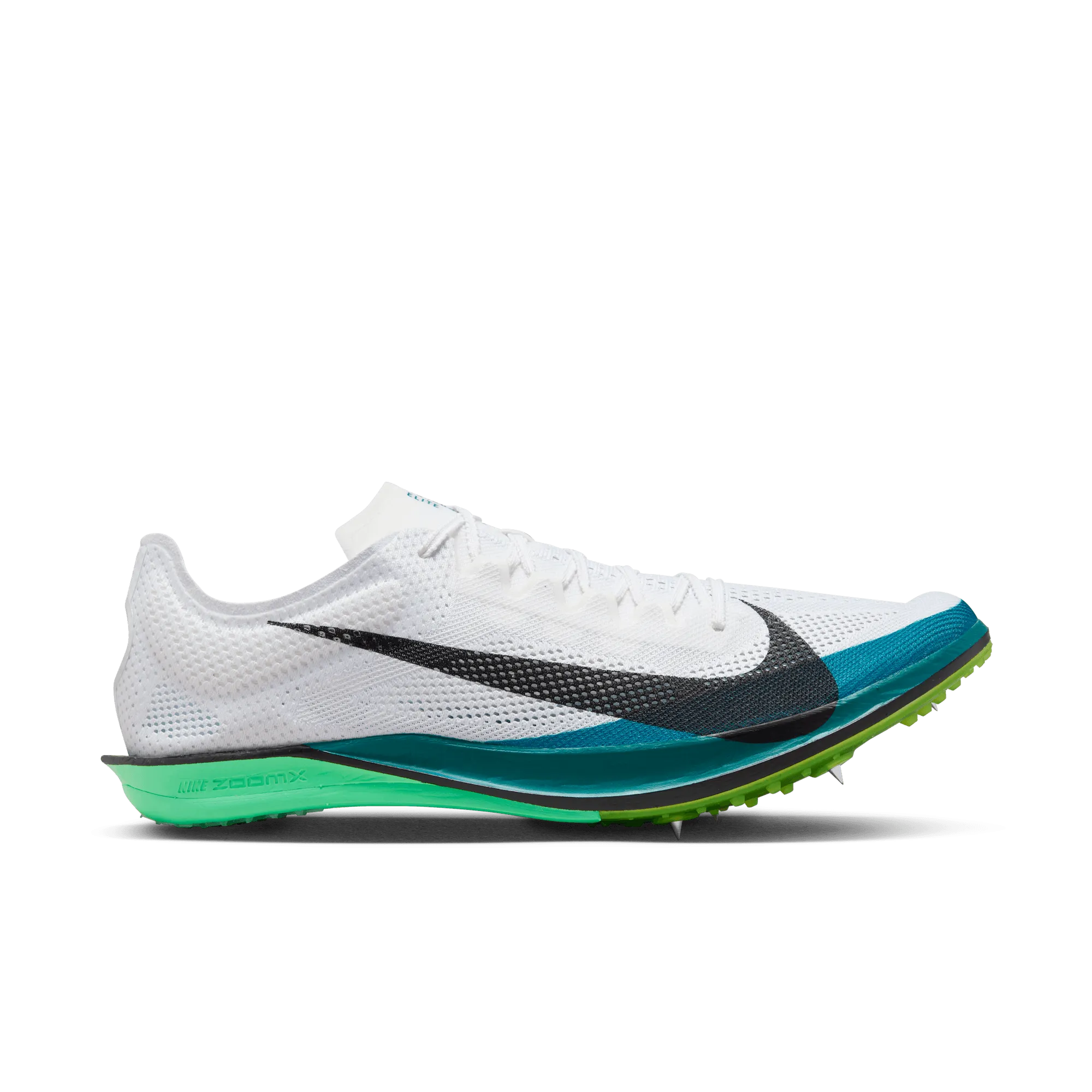 Unisex Dragonfly 2 Elite (102 - White/Black-Bright Spruce-Vapor Green) running on an indoor track shoes