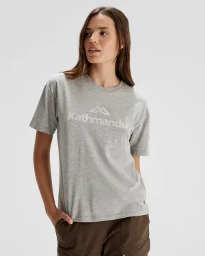Easy and Relaxed Classic Comfort Style Women's Logo Organic Cotton T-shirt - Light Grey Marle
