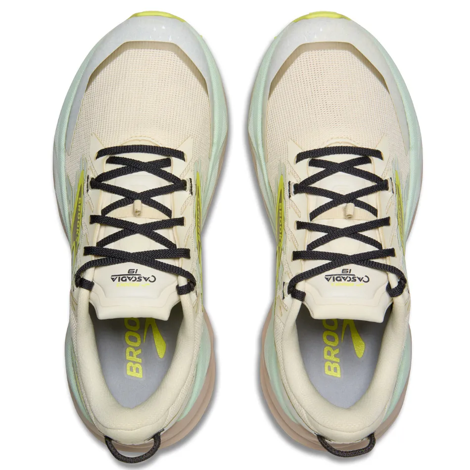 Brooks Women's Cascadia 19 Trail Running Shoes in Coconut/Misty Blue/Ebony AW25 dust resistant shoes