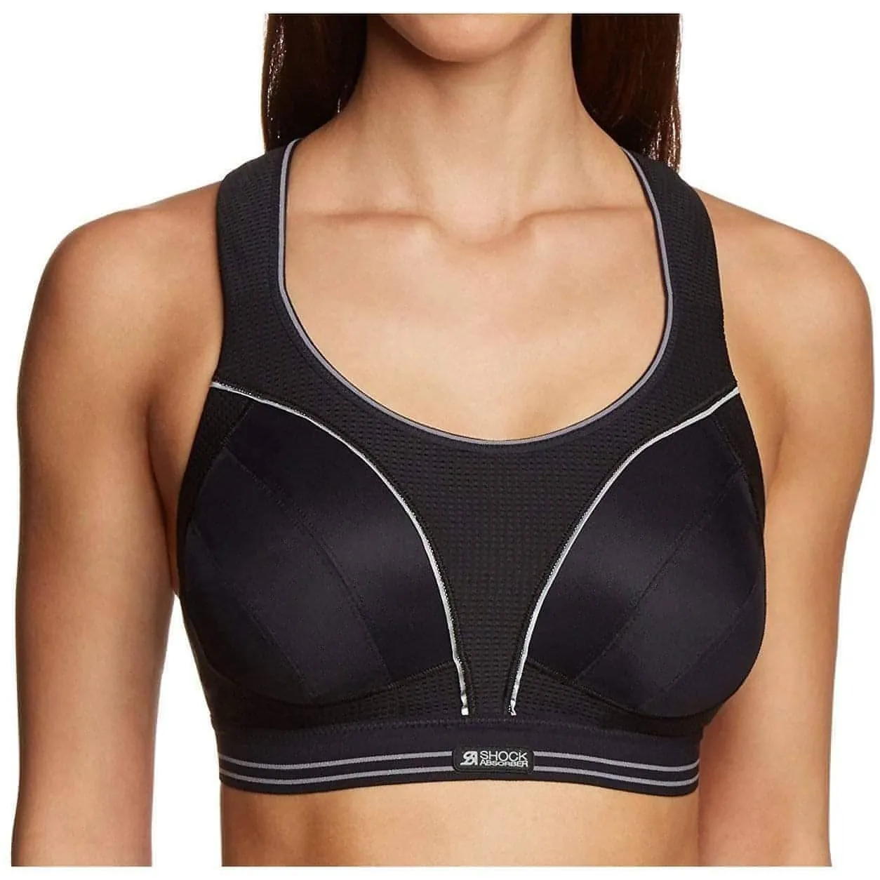 Shock Absorber Ultimate Run Womens Sports Bra - Black Pressure Distributing Design Lightweight Performance Material
