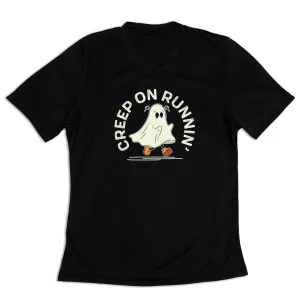 Women's Short Sleeve Tech Tee - Creep On Runnin' BreathableMeshLining Performance Fit