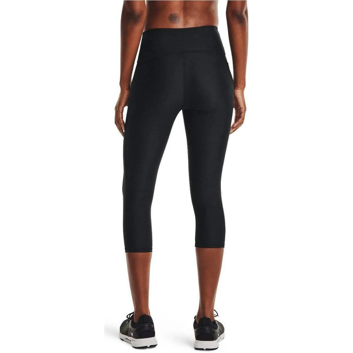 Under Armour Hi-Rise Womens 3/4 Capri Running Tights - Black Travel Outfit Beginner Level Lounge Outfit