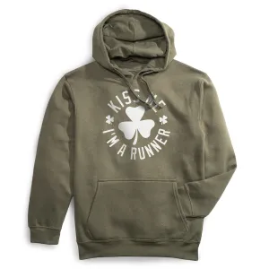 Laid-Back Outfit Statement Fleece Hoodie -  Kiss Me I am a Runner Shamrock