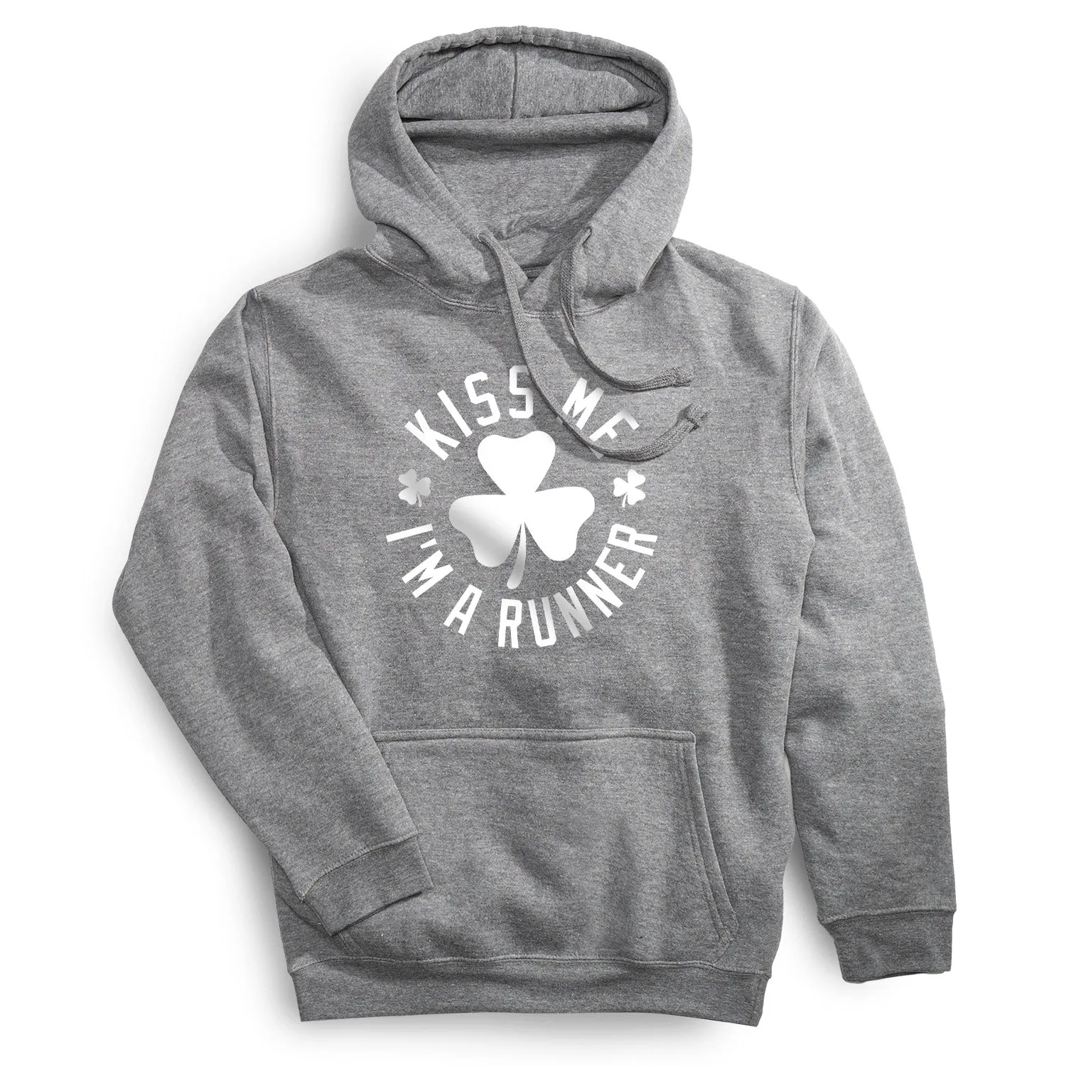 Statement Fleece Hoodie -  Kiss Me I am a Runner Shamrock BreathableFabric WaterRepellent Surface