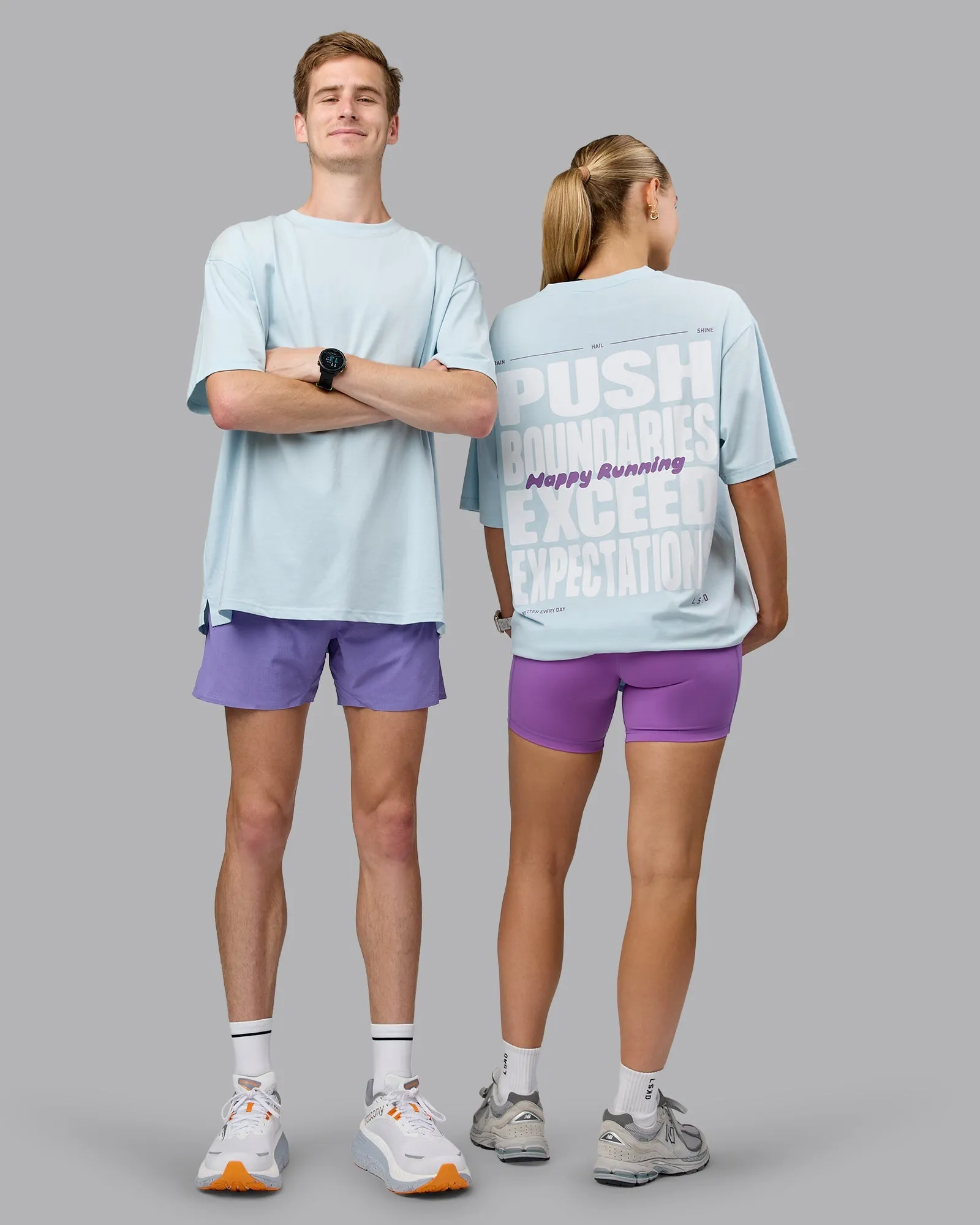 Chill Design Push Boundaries FLXCotton Oversized Tee - Light Cyan-White