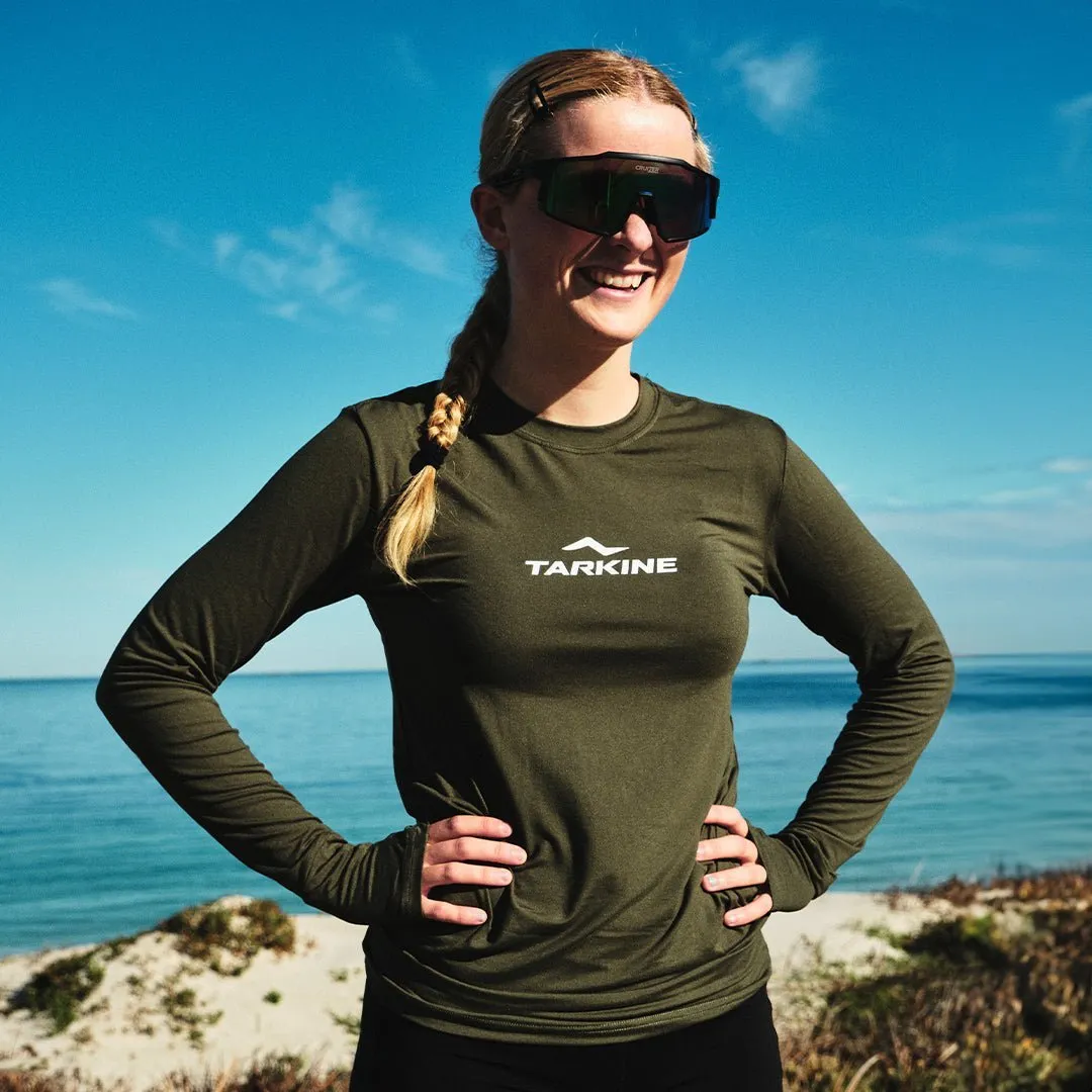 Easy-to-Style Top Women's Tarkine Long Sleeve Run Tee (Dark Green/Standard Thickness)